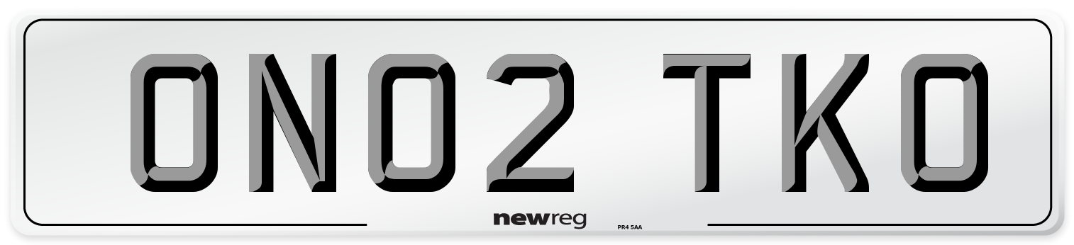 ON02 TKO Number Plate from New Reg